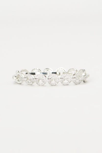 White Finish Faux Diamond Bracelet