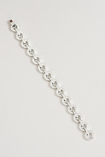 White Finish Faux Diamond Bracelet