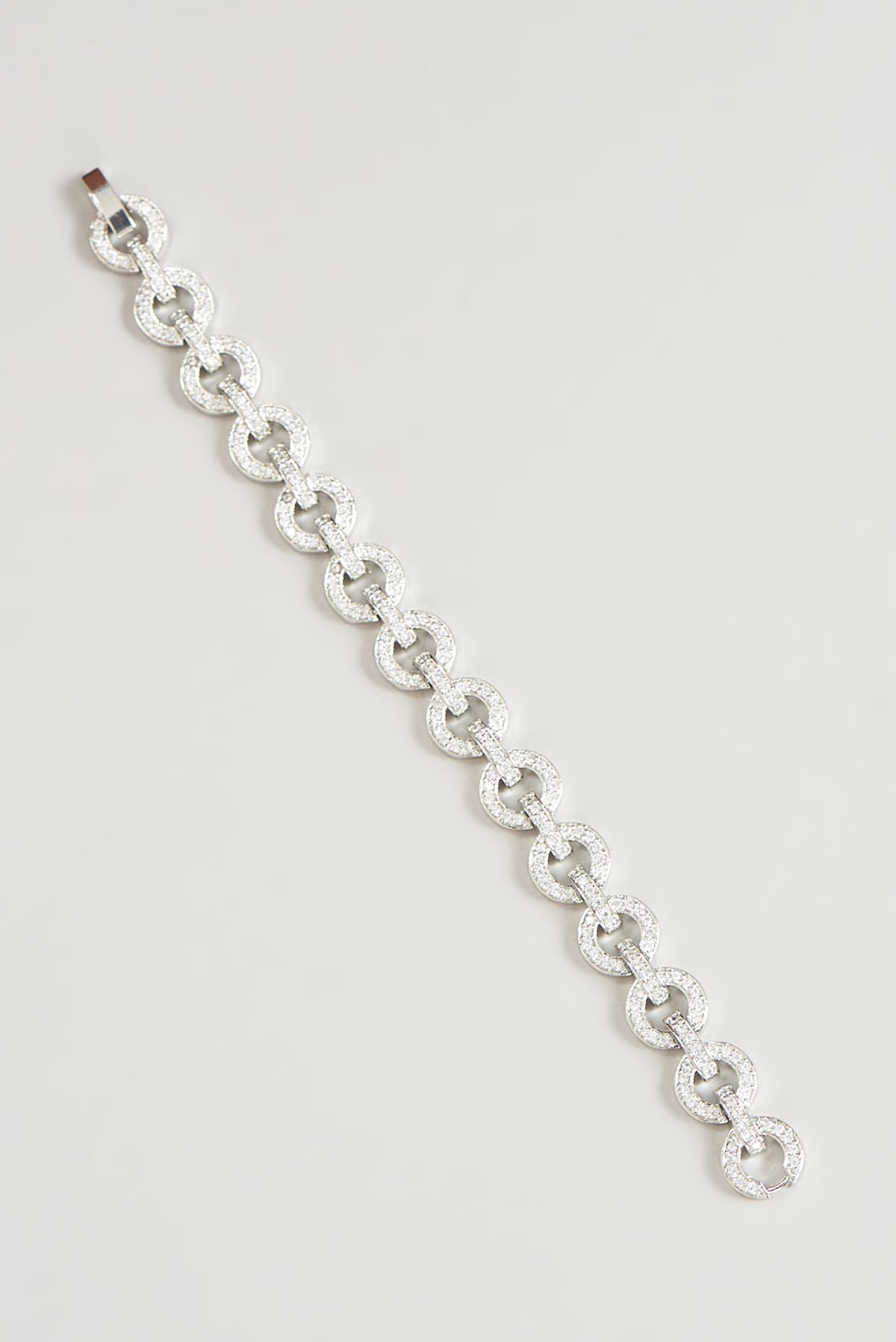 White Finish Faux Diamond Bracelet