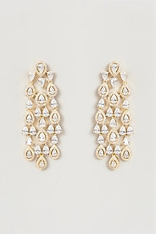 Gold Finish Faux Diamond Dangler Earrings