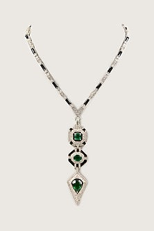 White Finish Zircon Long Necklace