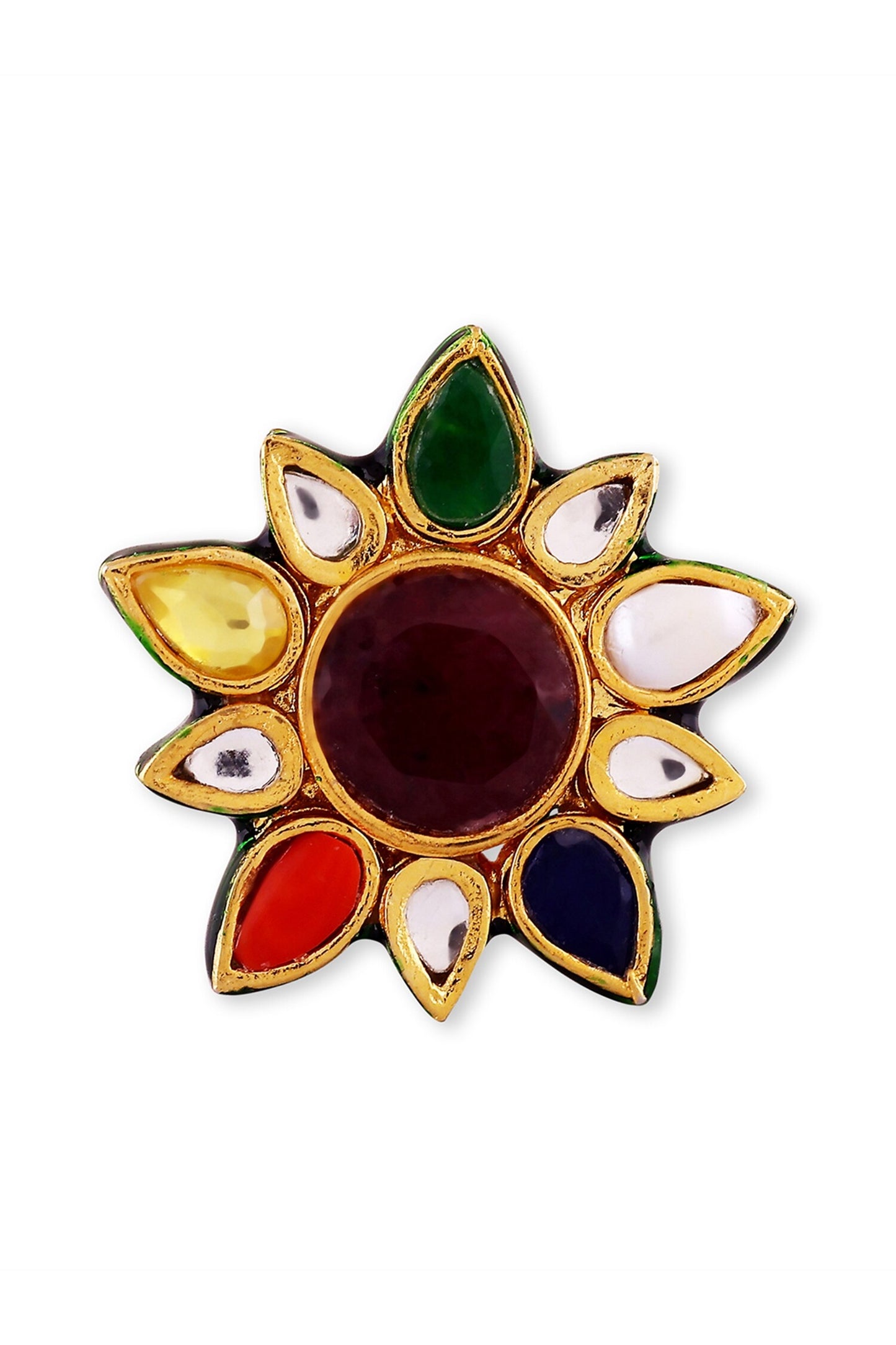 Floral Shape Embellished Ring - Single Pc 