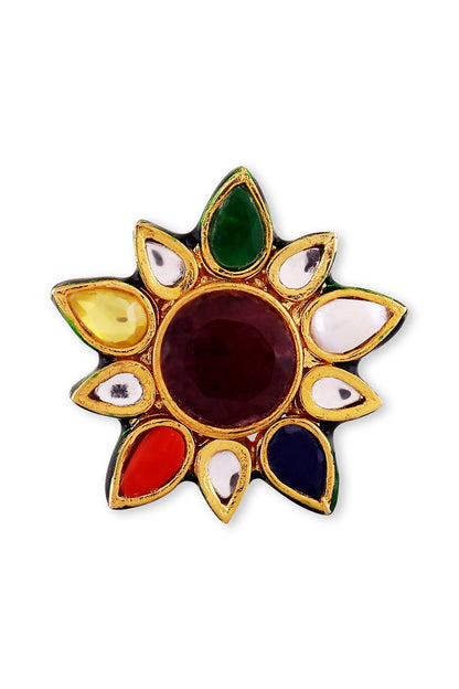 Floral Shape Embellished Ring - Single Pc 