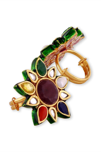 Floral Shape Embellished Ring - Single Pc 