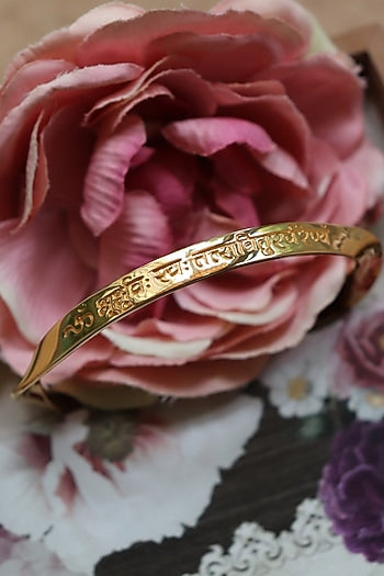 Gold Finish Gayatri Mantra Bangle In Sterling Silver