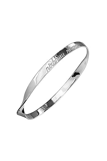 Silver Finish Nirbhau Nirvair & Chardi Kala Bangle In Sterling Silver