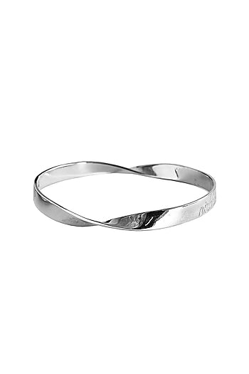 Silver Finish Nirbhau Nirvair & Chardi Kala Bangle In Sterling Silver