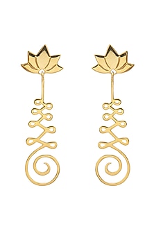 Gold Finish Lotus Earrings