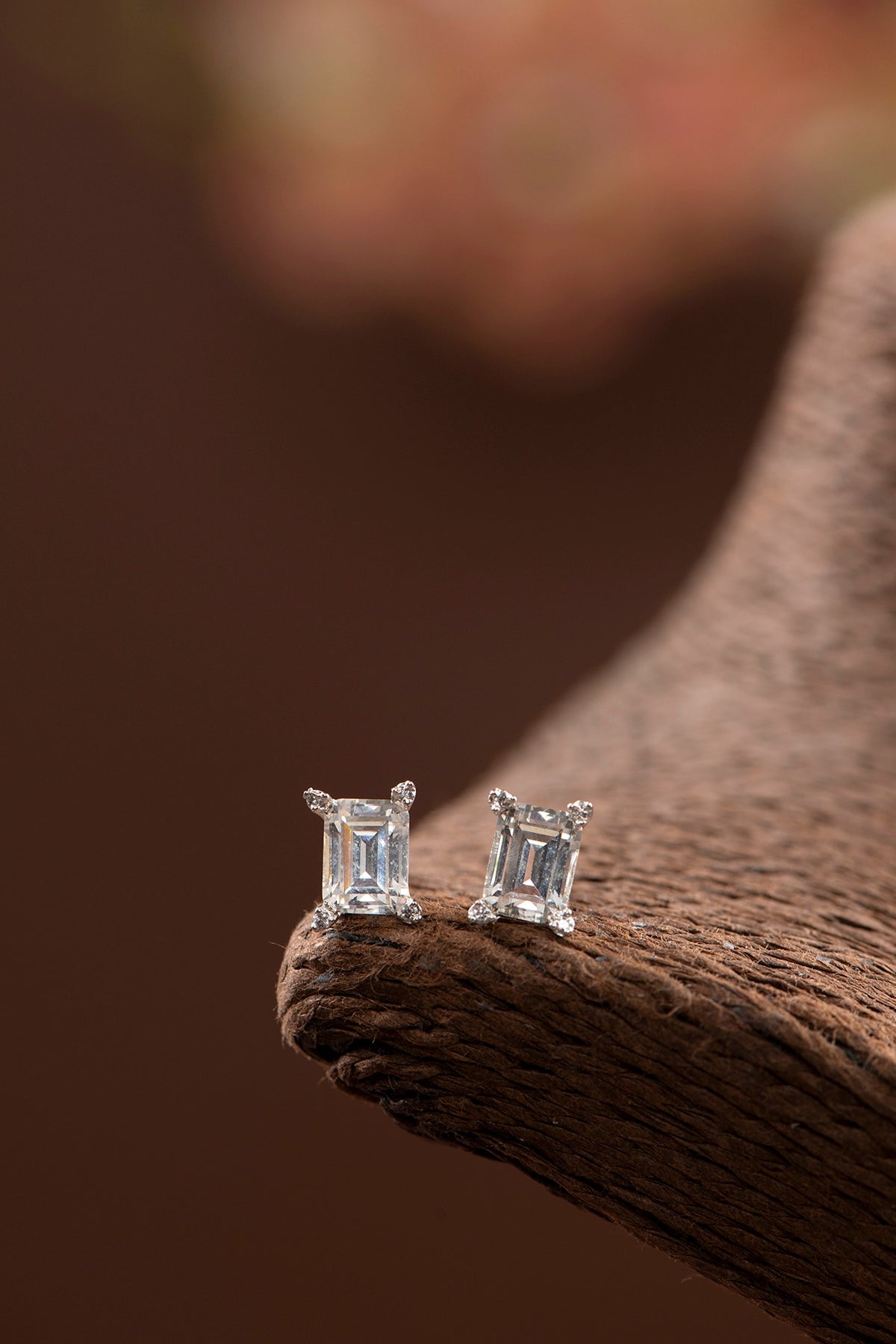 Silver Finish Stud Earrings In Sterling Silver