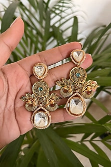 Two-Tone Finish Kundan Polki Dangler Earrings