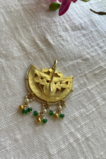 Gold Finish Kundan Polki & Ruby Hair Pin