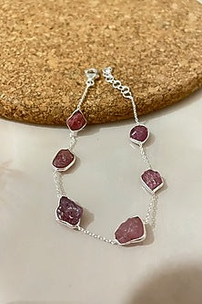 White Finish Tourmaline Bracelet In Sterling Silver