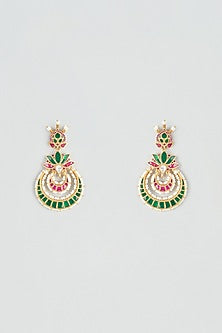 Gold Plated Emerald & Kundan Chandbali Earrings