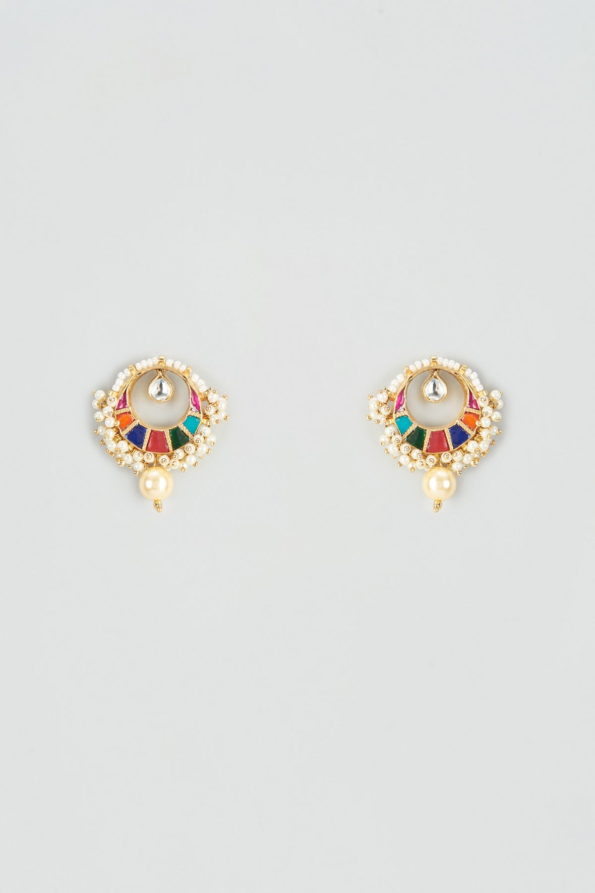 Gold Plated Kundan Polki Chandbali Earrings