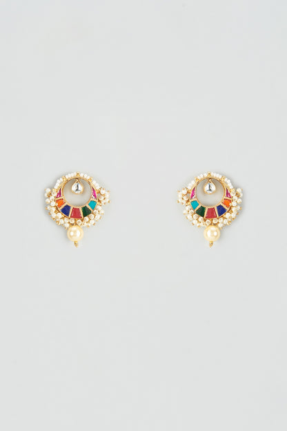Gold Plated Kundan Polki Chandbali Earrings