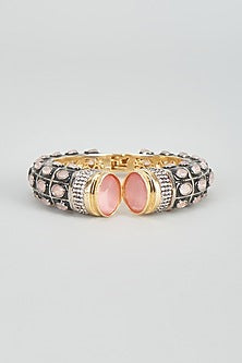 Two Tone Plated Zircon & Quartz Bangle