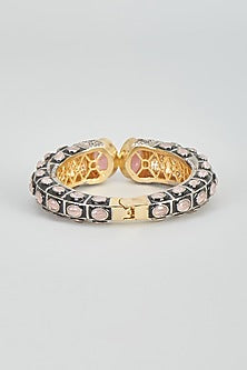 Two Tone Plated Zircon & Quartz Bangle