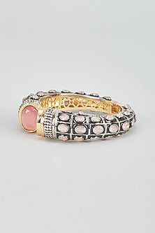Two Tone Plated Zircon & Quartz Bangle