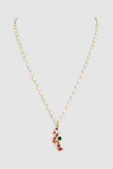 Gold Plated Ruby Stone Peacock Necklace