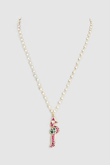 Gold Plated Ruby Stone Peacock Necklace