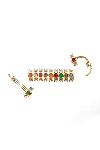 Gold Finish Synthetic Stone Choker Necklace