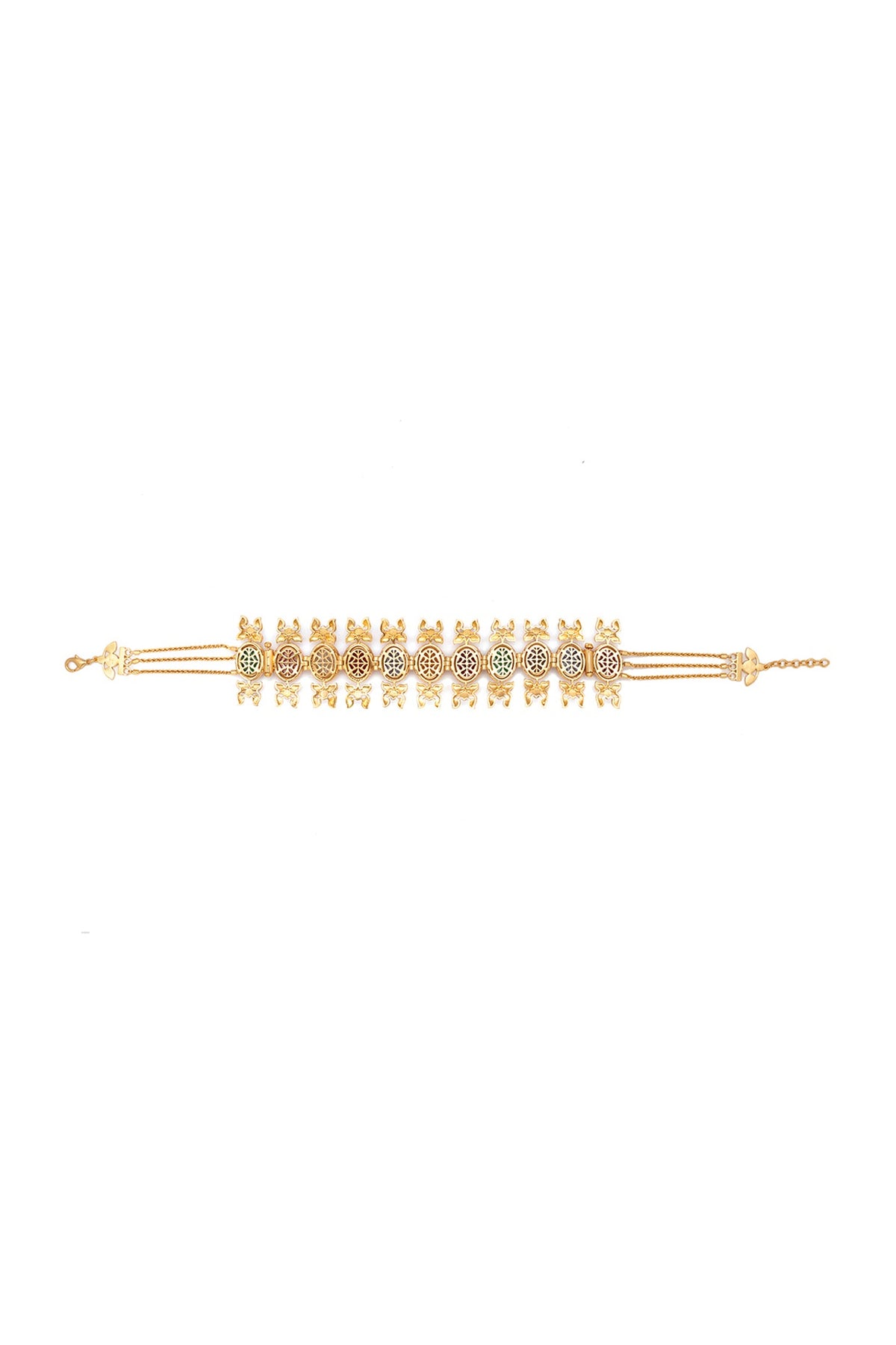 Gold Finish Synthetic Stone Choker Necklace