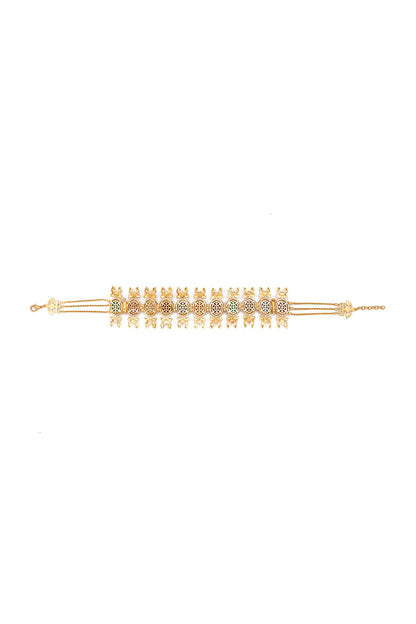 Gold Finish Synthetic Stone Choker Necklace