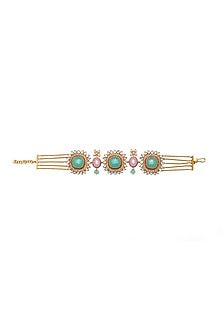 Gold Finish Synthetic Stone Choker Necklace