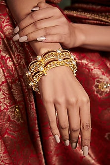 Gold Finish Synthetic Stone Openable Bangle