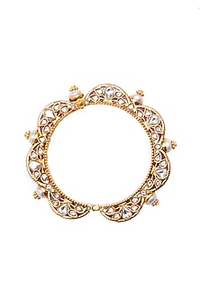 Gold Finish Synthetic Stone Openable Bangle