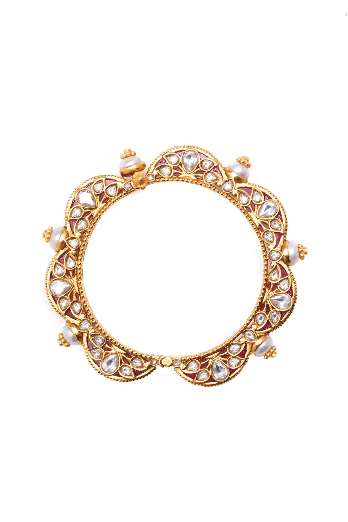 Gold Finish Synthetic Stone Openable Bangle