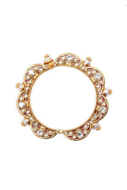 Gold Finish Synthetic Stone Openable Bangle