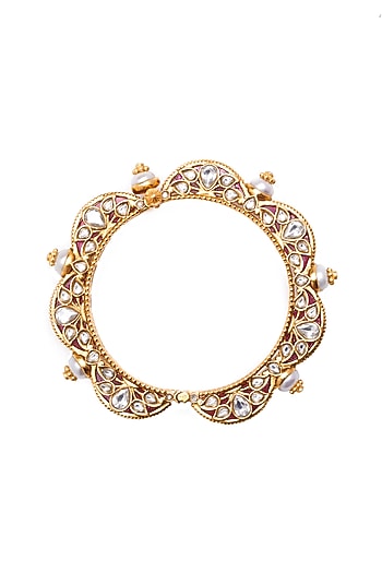 Gold Finish Synthetic Stone Openable Bangle