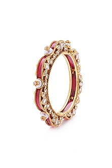 Gold Finish Synthetic Stone Openable Bangle
