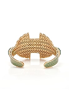 Gold Finish Synthetic Stone Openable Bangle
