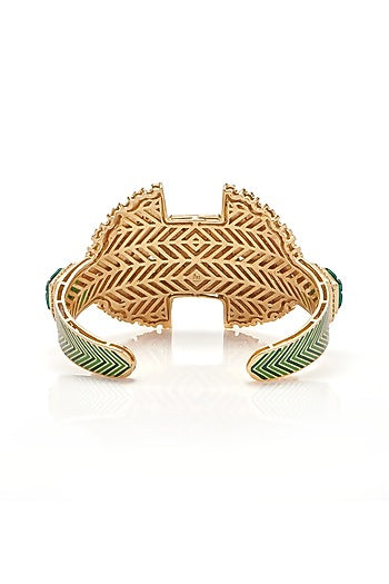 Gold Finish Synthetic Stone Openable Bangle