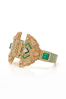 Gold Finish Synthetic Stone Openable Bangle