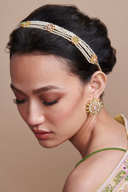 Gold Finish Synthetic Stone Choker Necklace