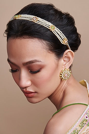 Gold Finish Synthetic Stone Choker Necklace