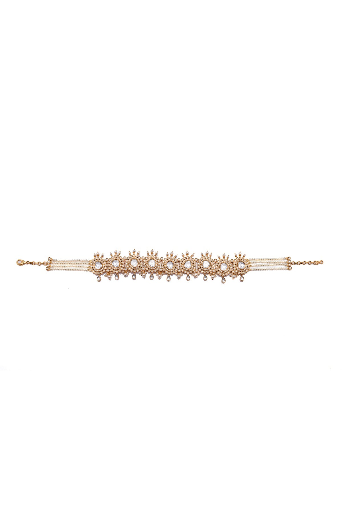 Gold Finish Synthetic Stone Choker Necklace