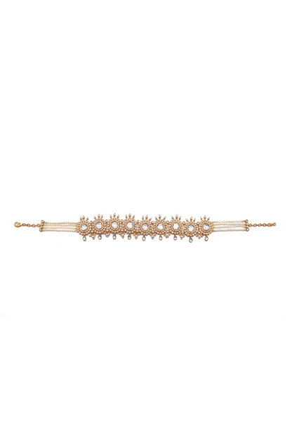Gold Finish Synthetic Stone Choker Necklace