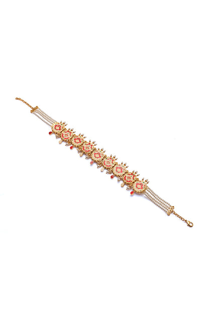 Gold Finish Synthetic Stone Choker Necklace