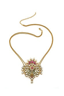 Gold Plated Gulmohar Miniature Statement Long Necklace
