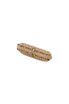 Gold Plated Green Jade & Sunstone Ring