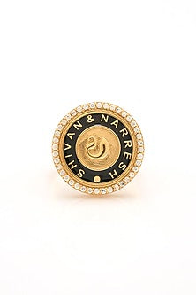 Gold Plated Morning Stone Enameled Ring
