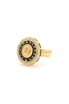 Gold Plated Morning Stone Enameled Ring