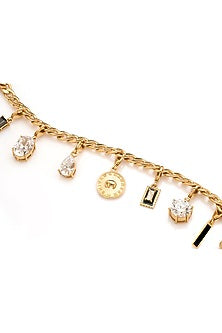 Gold Plated Morning Star Stone Enameled Charm Bracelet