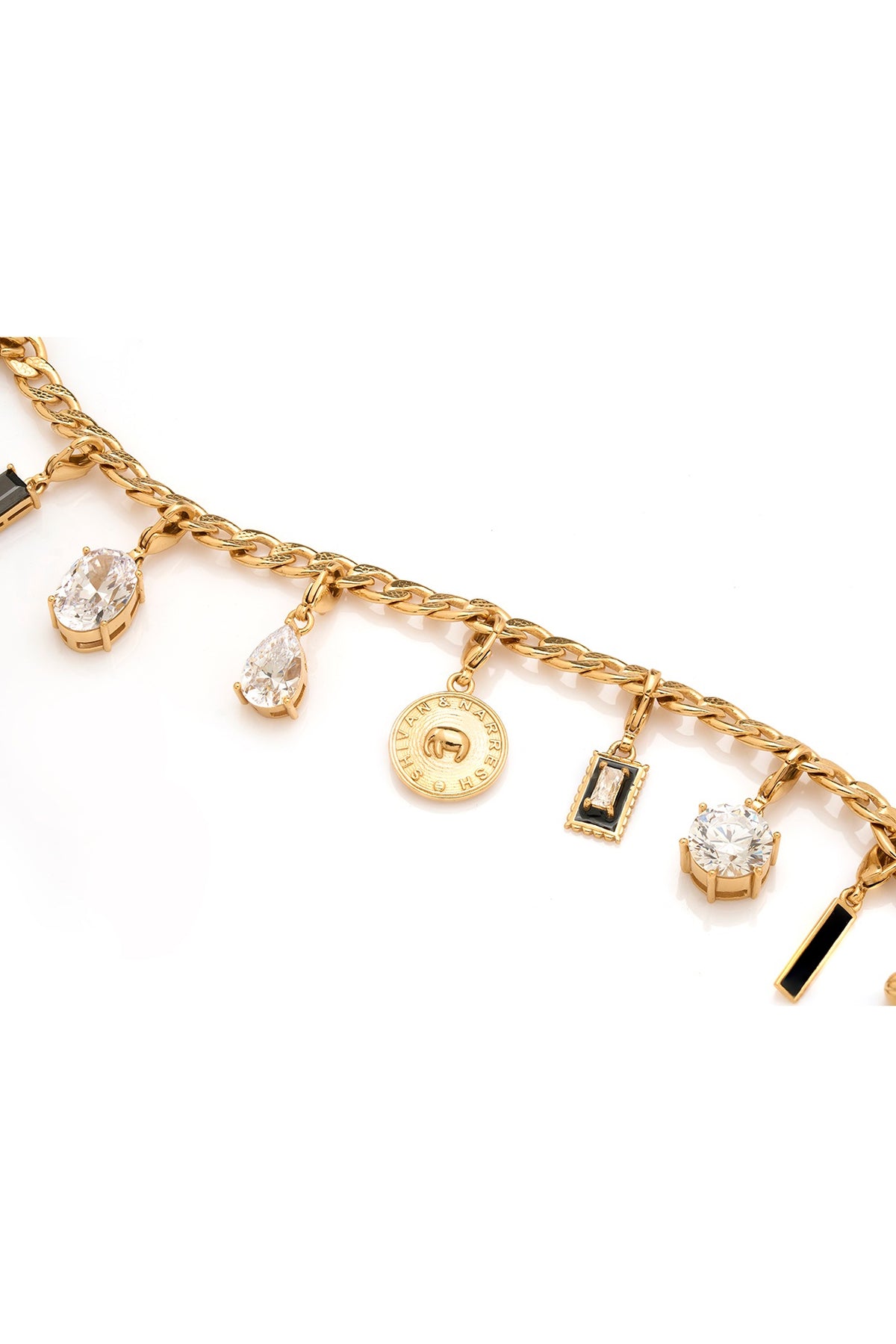 Gold Plated Morning Star Stone Enameled Charm Bracelet
