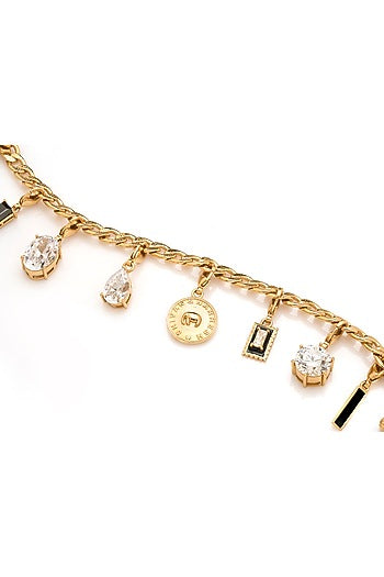 Gold Plated Morning Star Stone Enameled Charm Bracelet