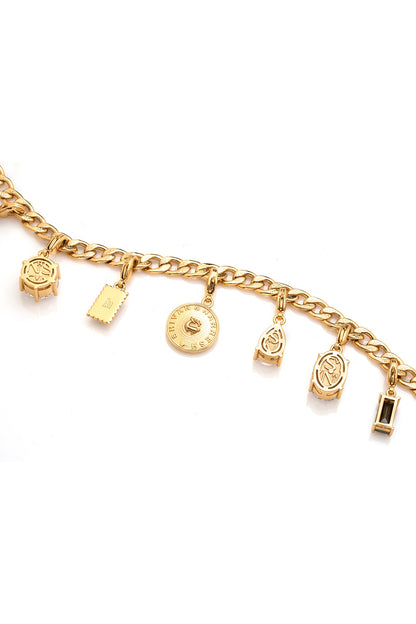 Gold Plated Morning Star Stone Enameled Charm Bracelet